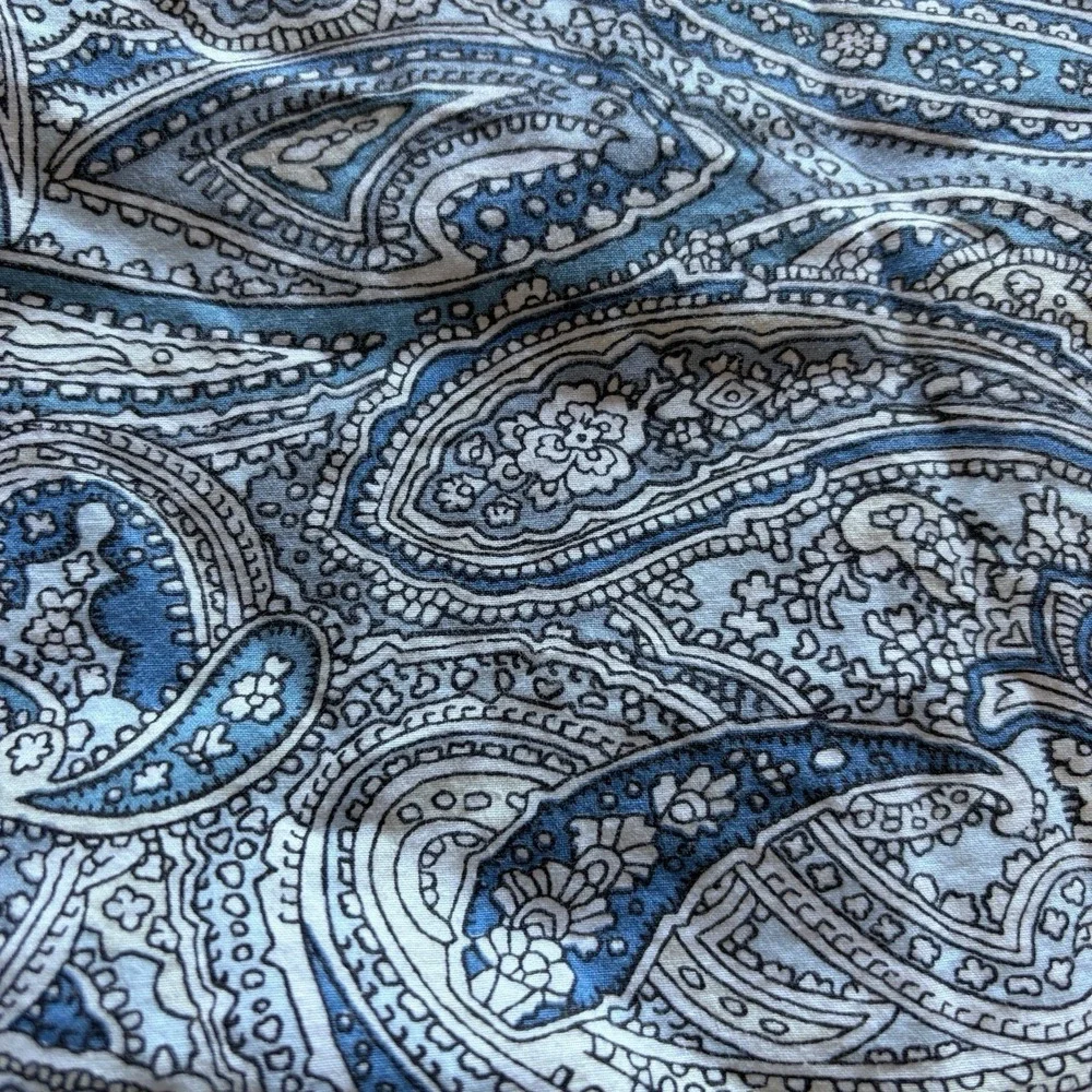 Lauren Ralph Lauren Blue‎ White Paisley Full Flat Sheet Cotton French Country